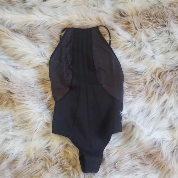 New Black & Nude High Neck Body Suit - Picture 2 of 8